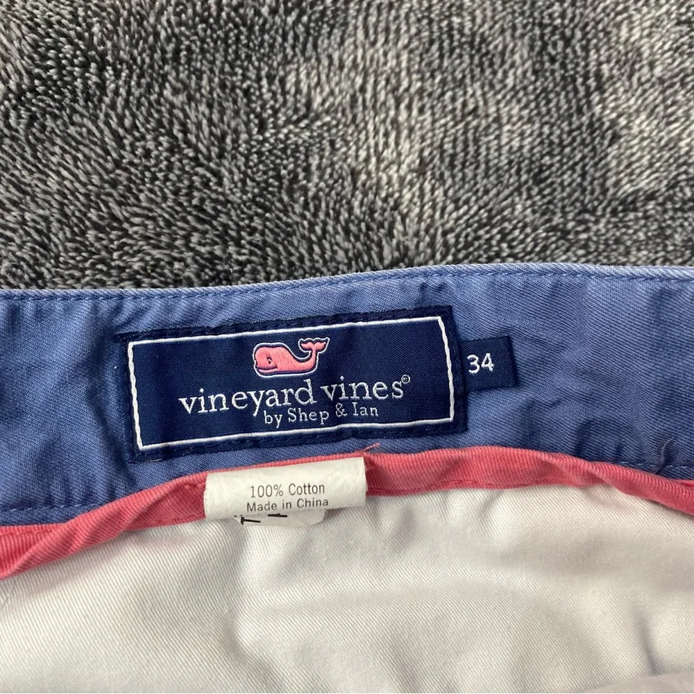 Vineyard Vines 100% Cotton Men's Dusty Blue Flat Front Preppy Style Shorts SZ 34